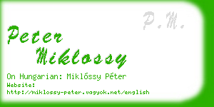 peter miklossy business card